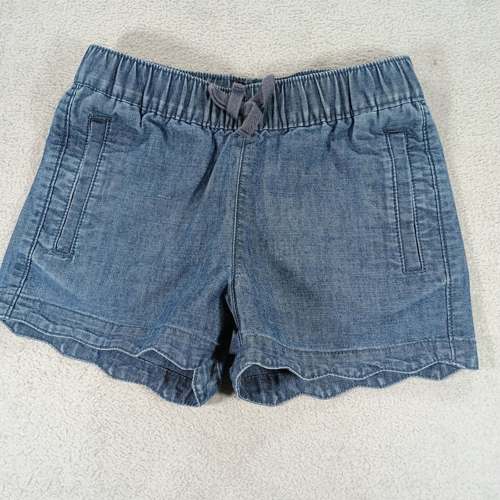 Magellan Girls XS (6-6X) Blue Chambray Scalloped‎ Hem Shorts